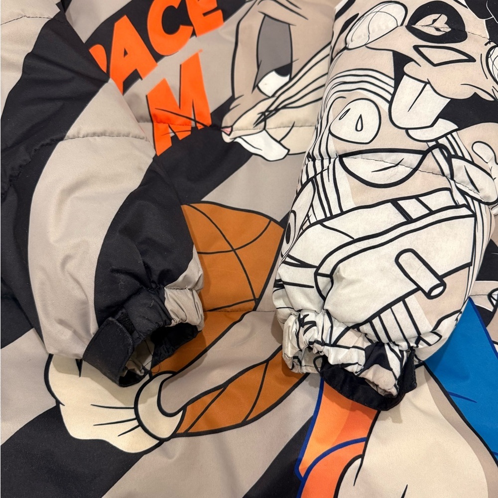 Members Only Space Jam Puffer Jacket - Black, White, and Orange - Picture 6 of 10